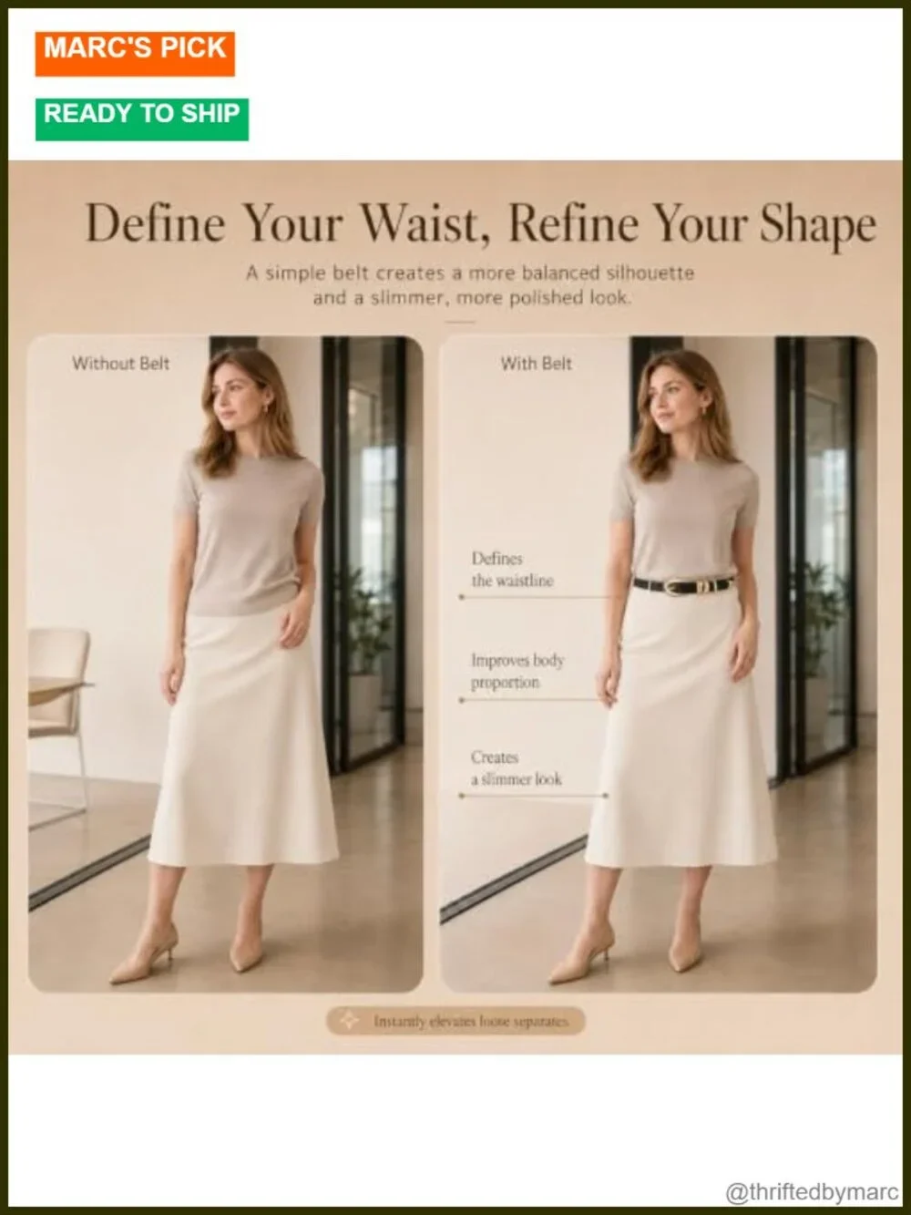 Stylish Faux Leather Belt with Gold Buckle